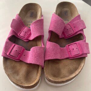 Pink Suede Double Strap Birkenstock Sandal